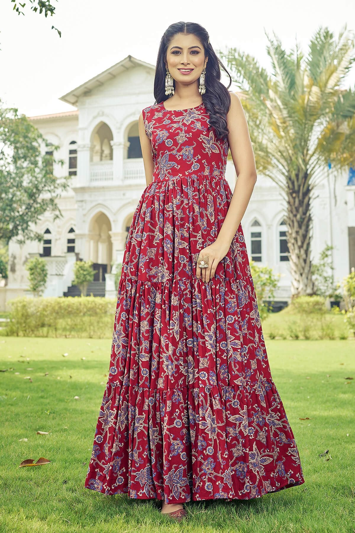 Buy Floral Printed Fit Flare Maxi Ethnic Dress at Rs. 999 online from  Chansi Trendz Ethnic Dresses : CT-359