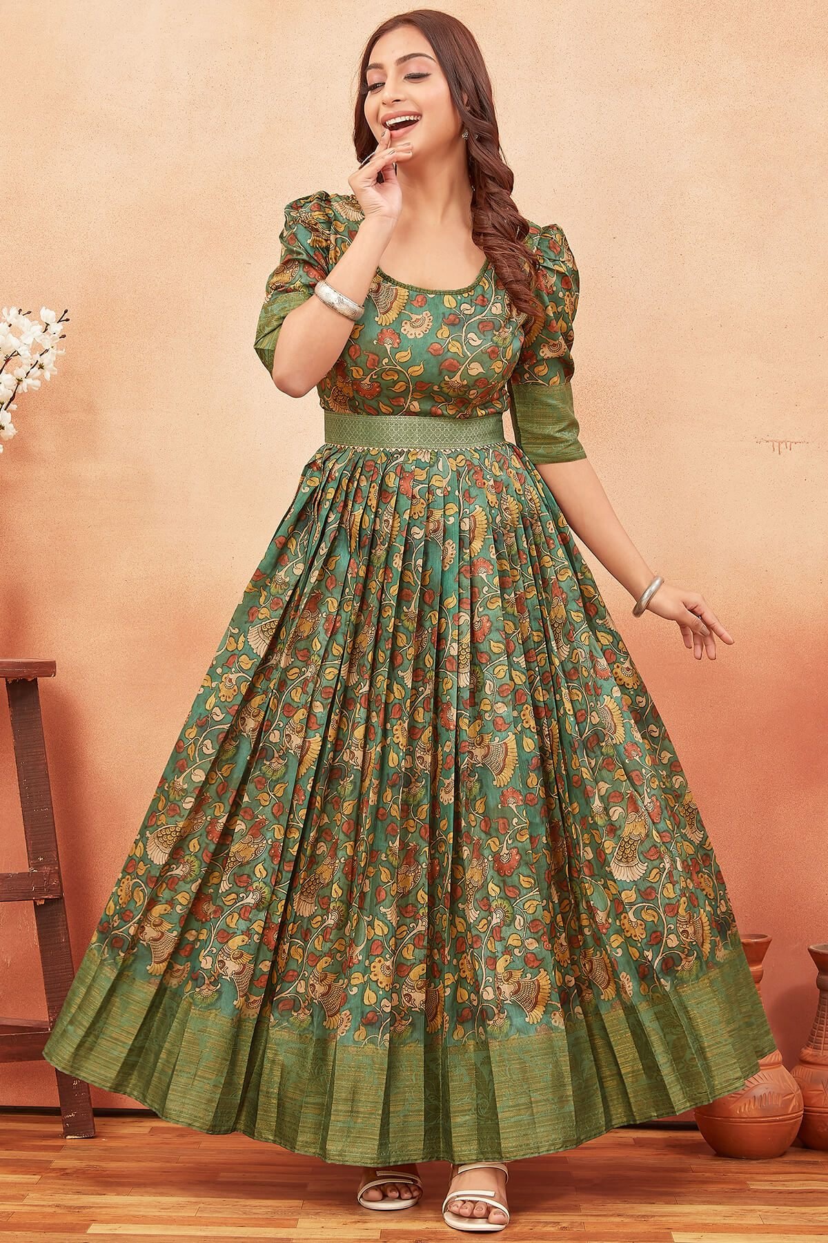 knee length dresses for ladies Shop Elegant Black Kalamkari Print Tiered Cotton Dress Online in USA – Pure  Elegance