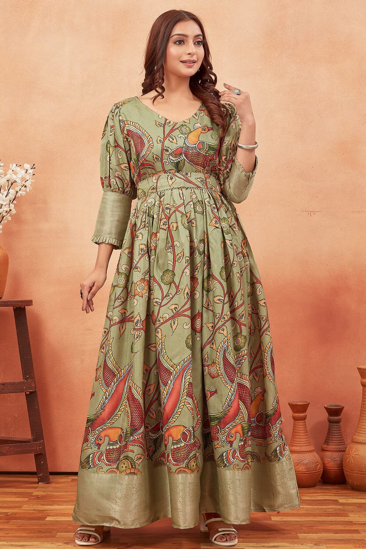 chinese dress ladies Kalamkari Dress – Design Town Vogue main image 0