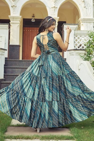 Bandhani Printed V Neck Ethnic Dressess Ethnic Dresses