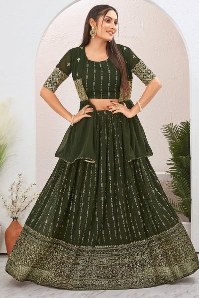 Crushed Grorgette Lehenga With Jacket INDO-WESTERN LEHENGA