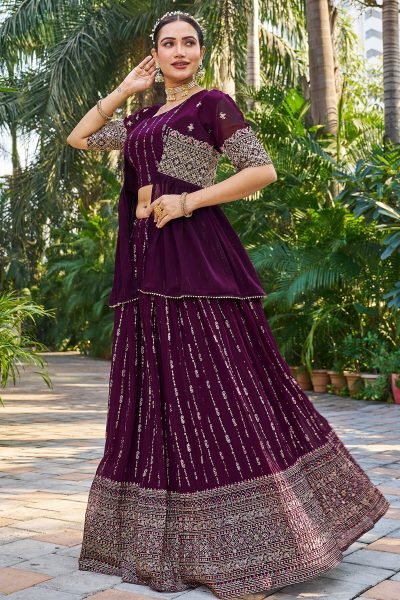 Crushed Grorgette Lehenga With Jacket INDO-WESTERN LEHENGA