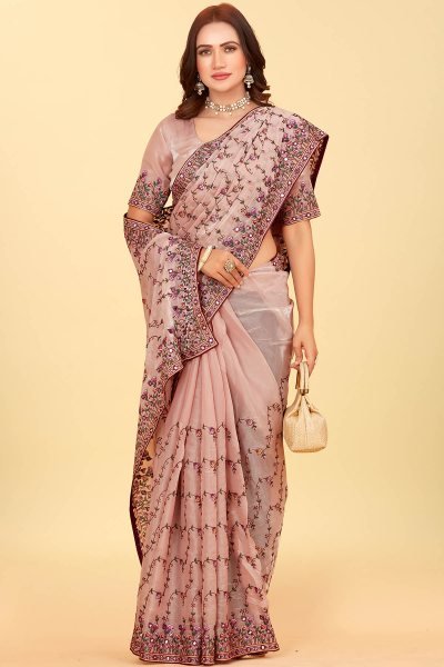 Embroidery Pure Mirror Worked Saree SAREE
