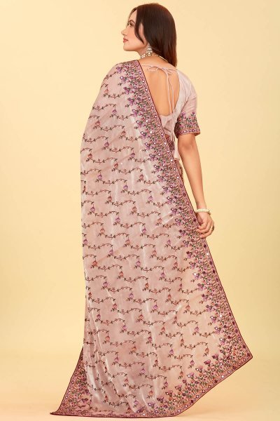 Embroidery Pure Mirror Worked Saree SAREE