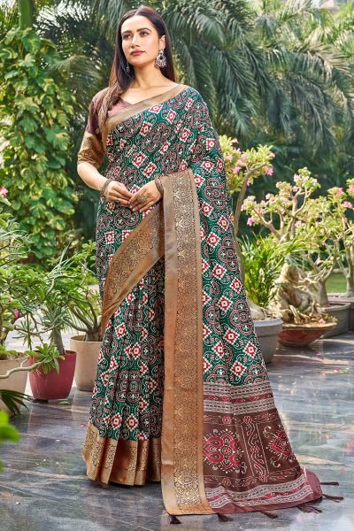 Ethnic Motif Print Silk Saree SAREE