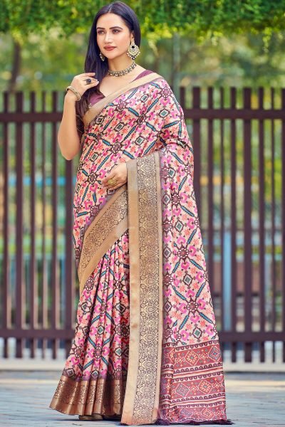 Ethnic Motif Print Silk Saree SAREE