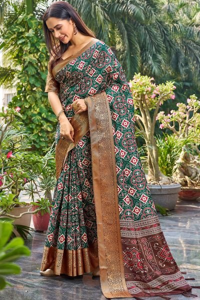 Ethnic Motif Print Silk Saree SAREE