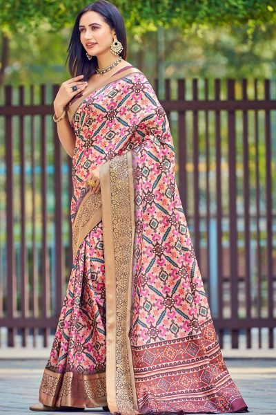 Ethnic Motif Print Silk Saree SAREE
