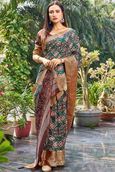 Ethnic Motif Print Silk Saree SAREE
