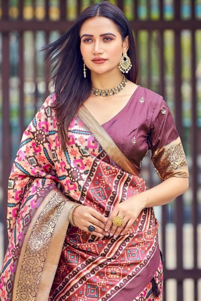 Ethnic Motif Print Silk Saree SAREE
