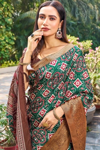 Ethnic Motif Print Silk Saree SAREE