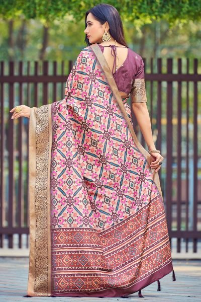 Ethnic Motif Print Silk Saree SAREE