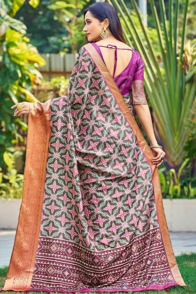Ethnic Motif Print Silk Saree SAREE
