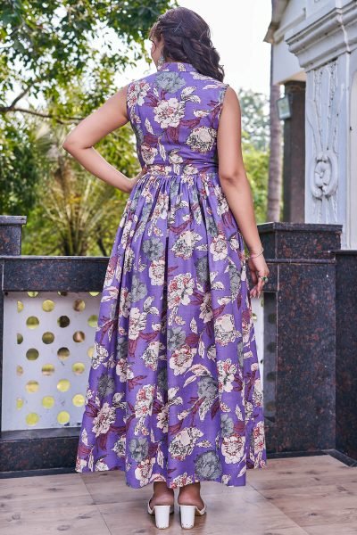 Floral Print Fit   Flare Maxi Dress Ethnic Dresses