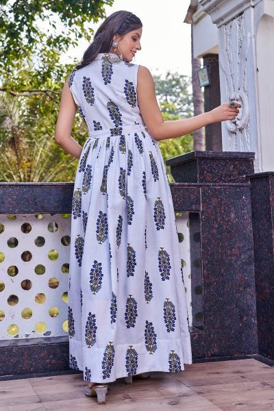 Floral Print Fit   Flare Maxi Dress Ethnic Dresses