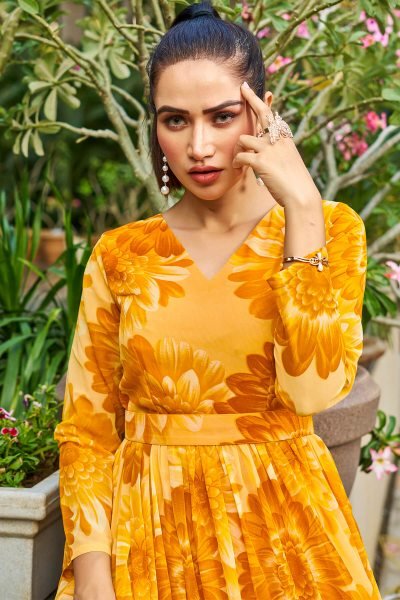 Floral Print Flaired Gown GOWN