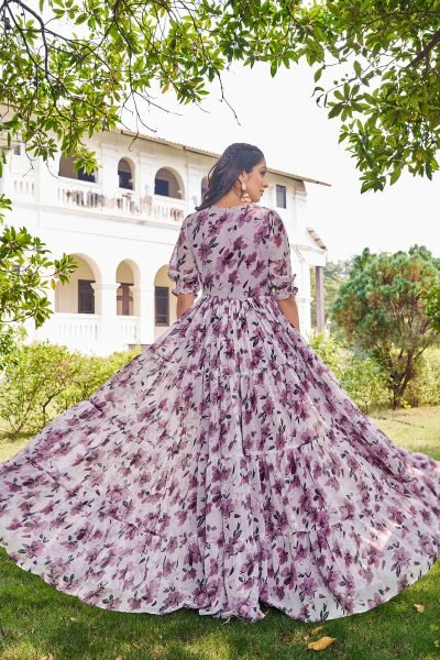 Floral Print Flaired Gown GOWN