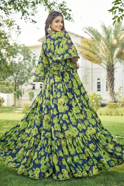 Floral Print Georgette Fit & Flare Maxi Dress GOWN