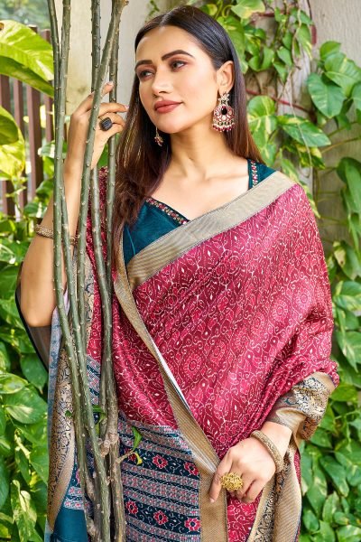 Floral Print Silk Saree SAREE