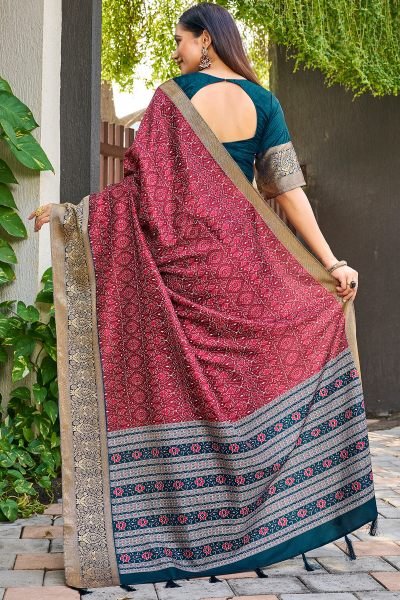 Floral Print Silk Saree SAREE
