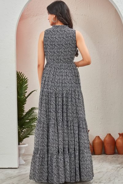 Floral Printed Georgette Maxi Dress GIRLISH LEHENGA