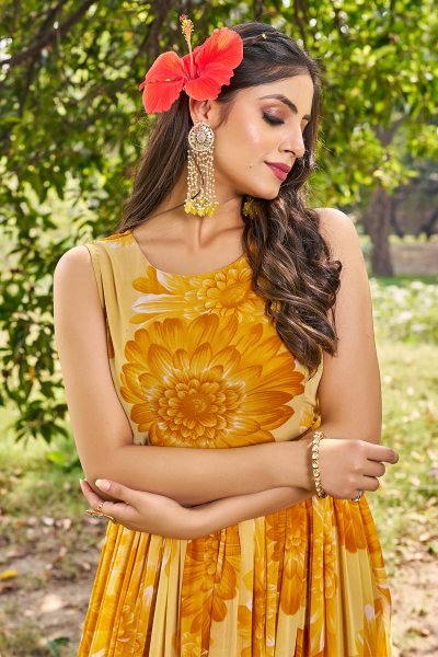 FloralPrint Multi Layered Flaired Gown GOWN