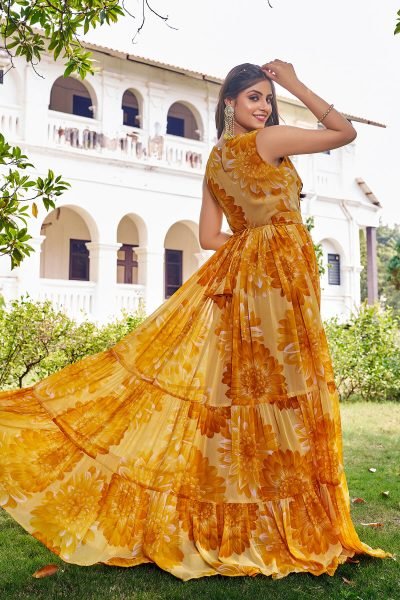 FloralPrint Multi Layered Flaired Gown GOWN