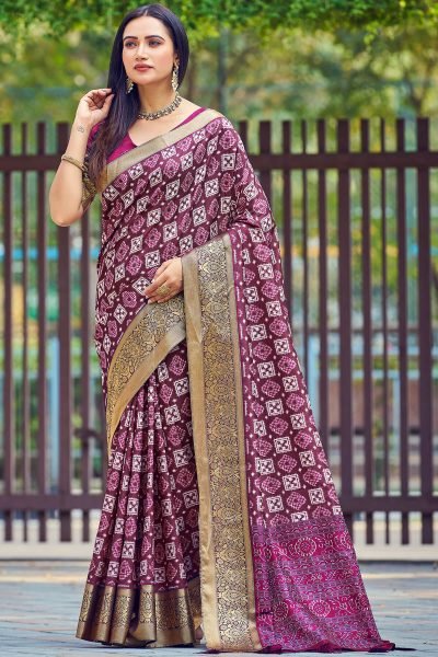 Geometric Print Silk Saree SAREE