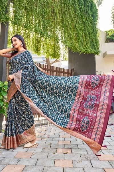 Geometric Print Silk Saree SAREE