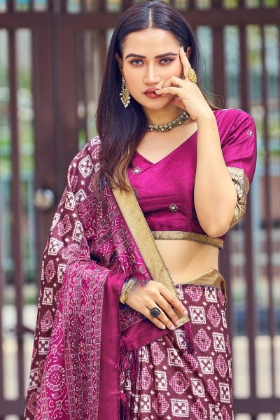 Geometric Print Silk Saree SAREE