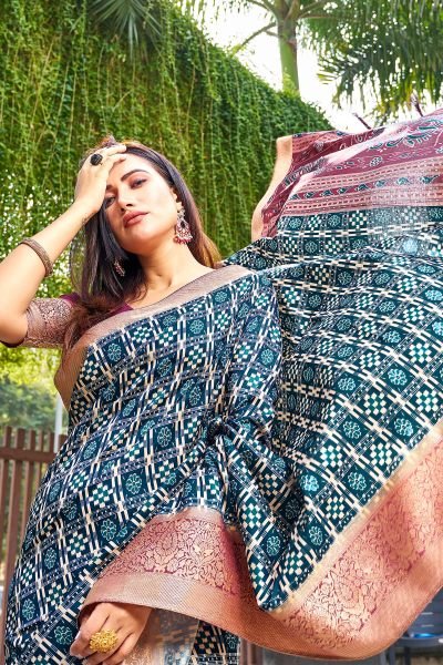 Geometric Print Silk Saree SAREE