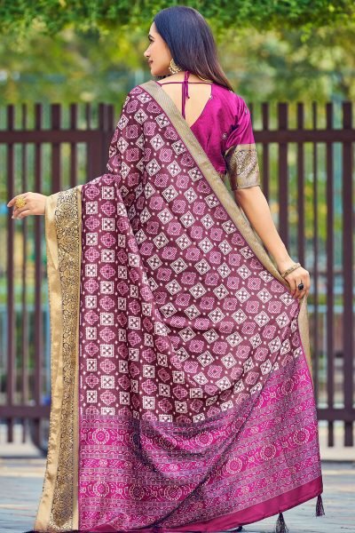 Geometric Print Silk Saree SAREE
