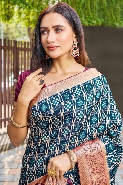 Geometric Print Silk Saree SAREE