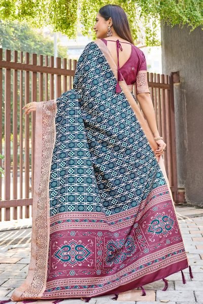 Geometric Print Silk Saree SAREE
