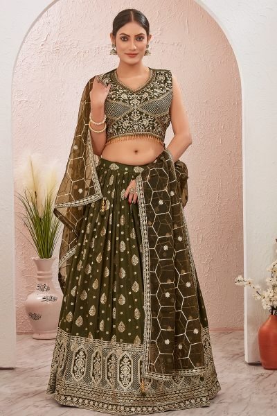 Jacquard Lehenga Choli MEHENDI FUNCTION