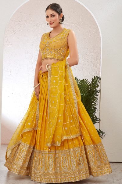 Jacquard Lehenga Choli HALDI LEHENGA