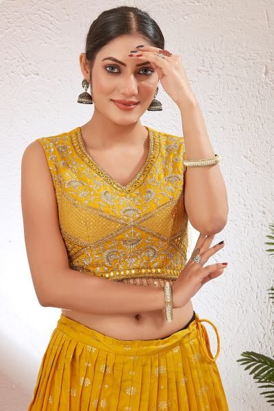 Jacquard Lehenga Choli HALDI LEHENGA