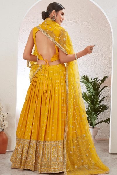 Jacquard Lehenga Choli HALDI LEHENGA