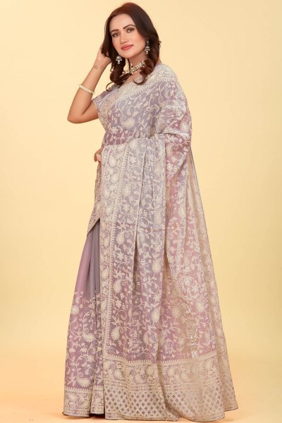 Kashmiri Worked Organza Saree SAREE