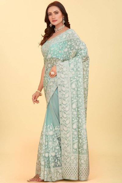 Kashmiri Worked Organza Saree SAREE