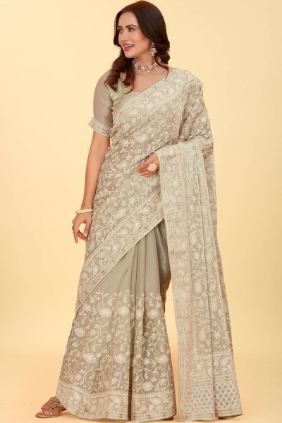 Kashmiri Worked Organza Saree SAREE