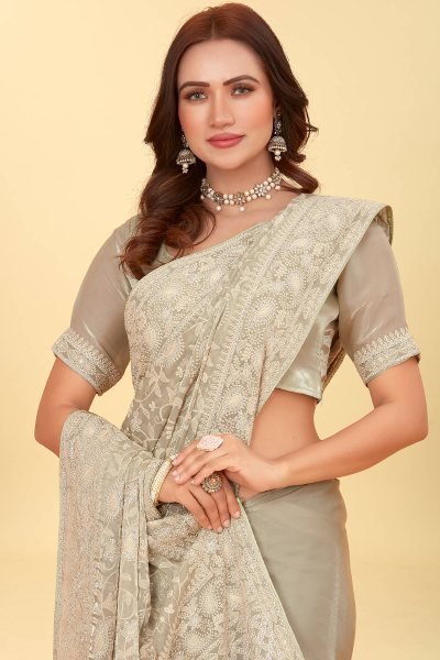 Kashmiri Worked Organza Saree SAREE