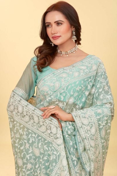 Kashmiri Worked Organza Saree SAREE