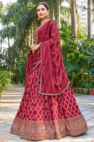 Maroon Viscose Jacquard Lehenga Choli SIDERS LEHENGA