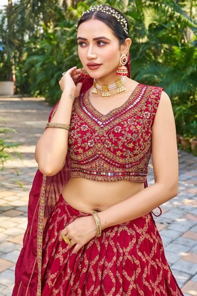 Maroon Viscose Jacquard Lehenga Choli SIDERS LEHENGA