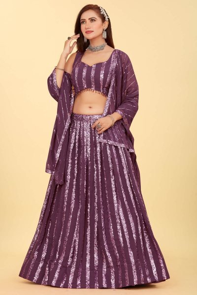 Mauve Sequins Work Lehenga Choli SEQUINSED LEHENGA
