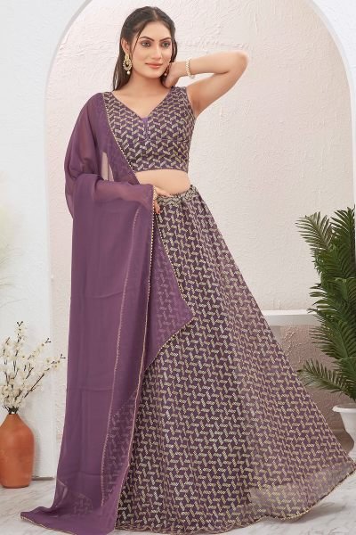  Mauve Sequins Lehenga Choli SEQUINSED LEHENGA