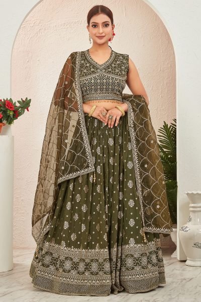 Mehendi Jacquard Lehenga Choli MEHENDI FUNCTION