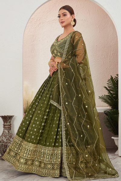 Mehendi Jacquard Lehenga Choli MEHENDI FUNCTION