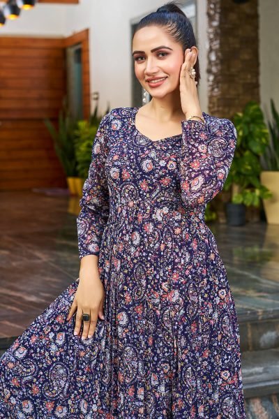 Minimal Printed Flare Dress GOWN